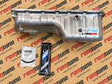 Honda H22A4 Vtec Turbo Oil Pan For Return Aluminum 10AN Fitting Welded W/ Gasket