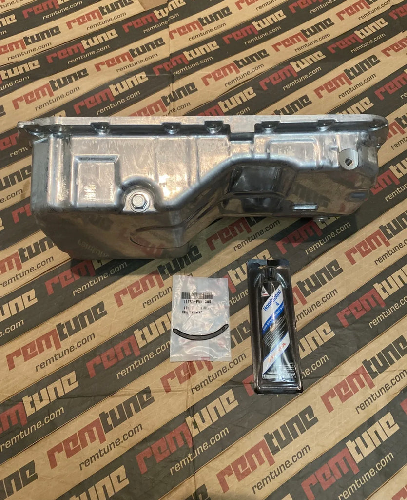 Honda H22A4 Vtec Turbo Oil Pan For Return Aluminum 10AN Fitting Welded W/ Gasket